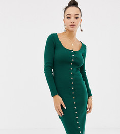 Зеленое облегающее платье миди на кнопках Missguided - Зеленый
