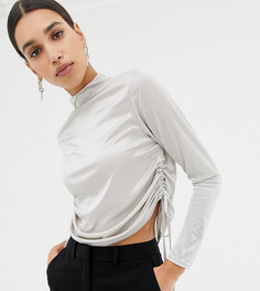 Серебристый кроп-топ с длинными рукавами Missguided - Серебряный