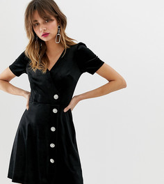 Черное бархатное платье с запахом River Island - Черный