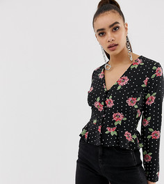 Блузка на пуговицах с баской и принтом Missguided - Мульти
