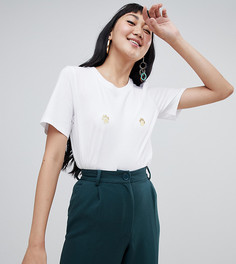 Белая свободная футболка с принтом Monki - Белый
