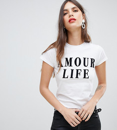 Белая футболка с надписью amour life River Island - Белый