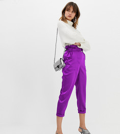 Фиолетовые суженные книзу брюки с присборенным поясом River Island - Фиолетовый