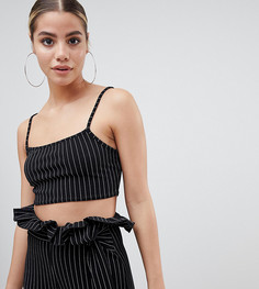 Черный бралетт в тонкую полоску с квадратным вырезом PrettyLittleThing - Черный