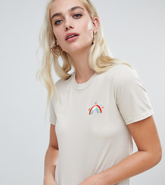 Бежевая футболка с изображением радуги River Island - Черный