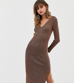 Трикотажное платье с V-образным вырезом River Island - Медный