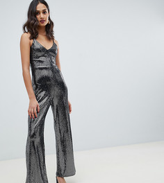 Расшитый темно-серыми пайетками комбинезон Miss Selfridge - Серебряный