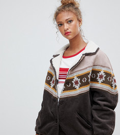 Вельветовая куртка с узором на меховой подкладке Pull&bear - Коричневый