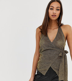 Золотистый топ с запахом и халтером PrettyLittleThing - Золотой