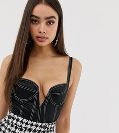 Черное боди с контрастной строчкой Missguided - Черный