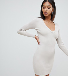 Телесное трикотажное платье миди Missguided - Бежевый