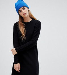 Черное трикотажное платье в рубчик Bershka - Черный