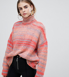 Разноцветный вязаный джемпер с высоким отворачивающимся воротником Bershka - Мульти