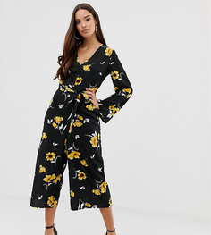 Черный комбинезон с широкими штанинами и цветочным принтом Boohoo - Мульти