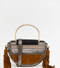 Кожаная сумка через плечо с кисточками светло-коричневого цвета River Island - Медный