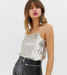 Топ на бретельках с пайетками серебристого цвета River Island - Серебряный