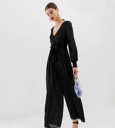 Черный комбинезон со сборками River Island - Черный