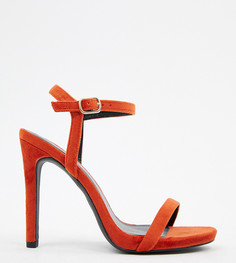 Оранжевые бархатные босоножки на каблуке New Look - Красный