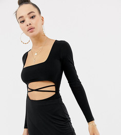 Черное боди с квадратным декольте и вырезом Missguided - Черный
