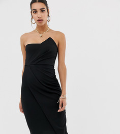 Черное платье-бандо миди в стиле оригами Missguided - Черный