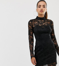 Черное кружевное платье мини с высоким воротом Missguided - Черный
