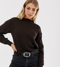 Базовый вязаный джемпер шоколадного цвета с круглым вырезом Boohoo - Коричневый