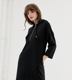 Черное платье-свитшот с капюшоном Monki - Черный