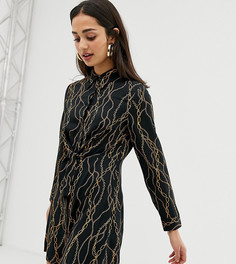 Черное платье с принтом и перекрученной отделкой спереди Bershka - Черный