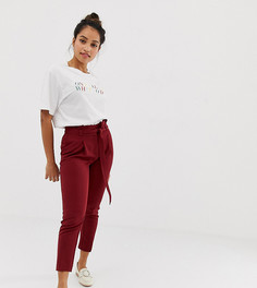 Бордовые брюки с поясом New Look Petite - Красный
