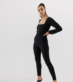 Черный комбинезон с застежкой на крючки Missguided - Черный