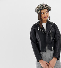 Черная байкерская куртка из искусственной кожи Miss Selfridge - Черный