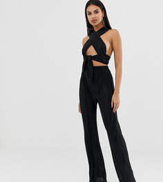 Черные плиссированные брюки с широкими штанинами PrettyLittleThing - Черный