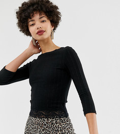 Черный топ с кружевной отделкой River Island - Черный