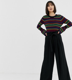 Черные широкие брюки с присборенным поясом River Island - Черный