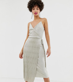 Платье с эффектом металлик и запахом River Island - Золотой