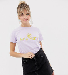 Сиреневая футболка с надписью New York New Look - Фиолетовый