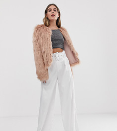 Белые брюки с широкими штанинами и поясом PrettyLittleThing - Белый