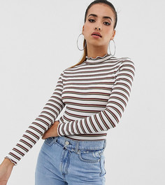 Боди в разноцветную полоску с оборкой на высоком вороте Missguided - Мульти