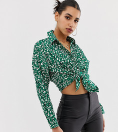 Зеленая рубашка с длинными рукавами и леопардовым принтом Boohoo - Зеленый