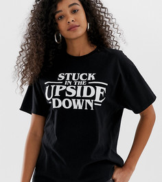 Черная футболка с принтом Stranger Things upside down Pull&Bear - Черный