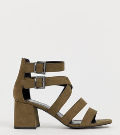 Босоножки колор блок на низкой блочном каблуке New Look - Зеленый