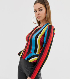 Блузка с баской в разноцветную полоску Missguided - Мульти