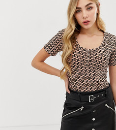Боди с короткими рукавами, кнопками и геометрическим принтом Missguided - Мульти