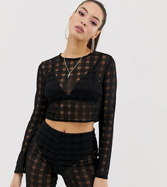 Комбинируемый черный кроп-топ в клетку из сетчатого материала Missguided - Черный