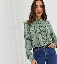 Зеленая рубашка с принтом Stradivarius rodeo - Зеленый