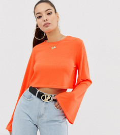 Неоново-оранжевый кроп-топ с расклешенными рукавами Missguided - Оранжевый