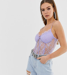 Кружевное боди сиреневого цвета на бретельках Missguided - Красный