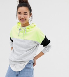 Худи неонового цвета в стиле колор блок New Look - Желтый