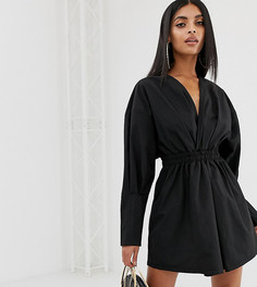 Черное платье-рубашка мини со сборками PrettyLittleThing - Черный