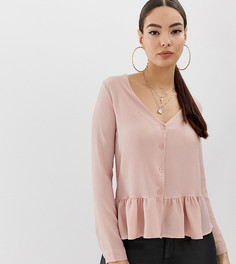 Блузка телесного цвета с пуговицами и баской Boohoo - Розовый